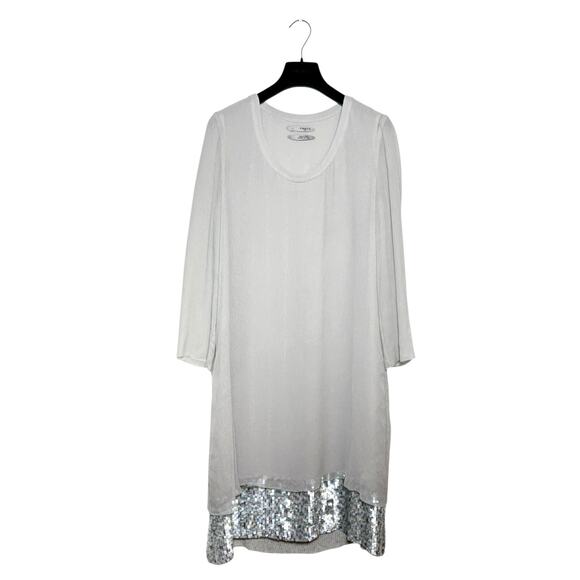 Ports 1961 Gray Silk Midi Dress Sequin Detail Size 6 - Picture 1 of 10